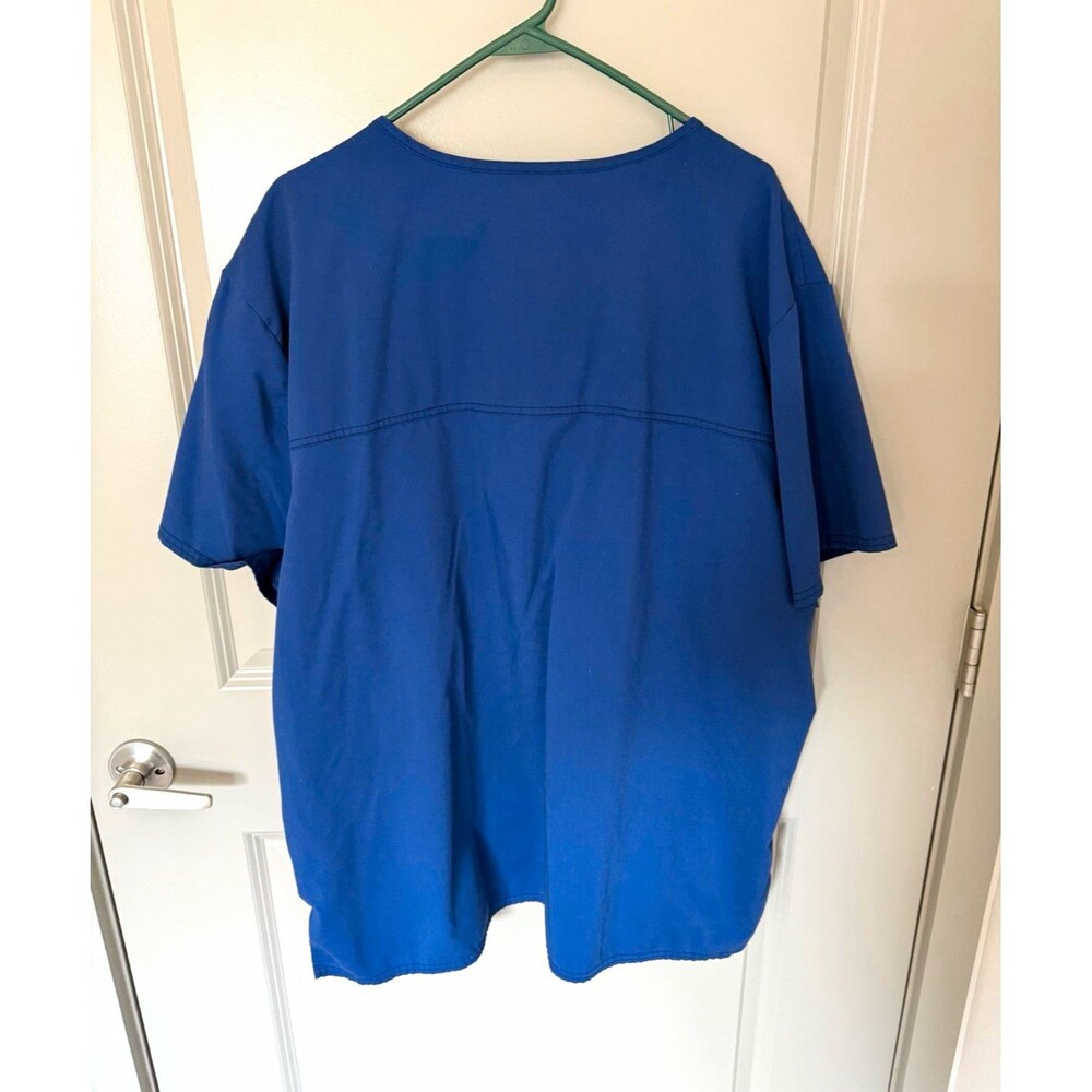 Cherokee Workwear Revolution Unisex Scrub Top 2XL Blue Solid V-Neck navy